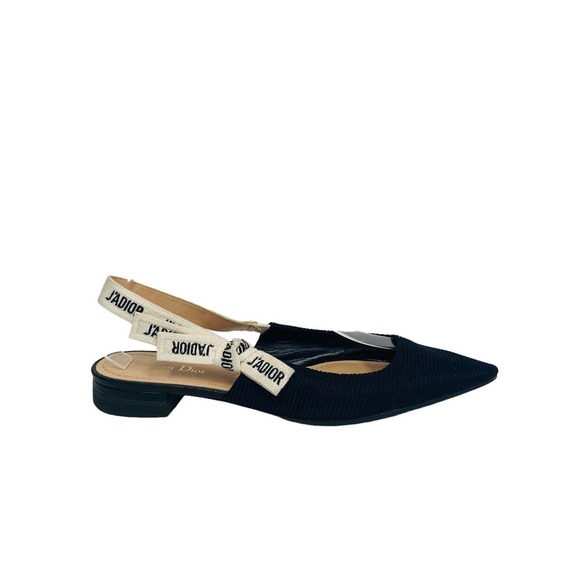 Dior Shoes - CHRISTIAN DIOR $990 Black Technical Fabric J’adior Ribbon Slingback Flats 41.5